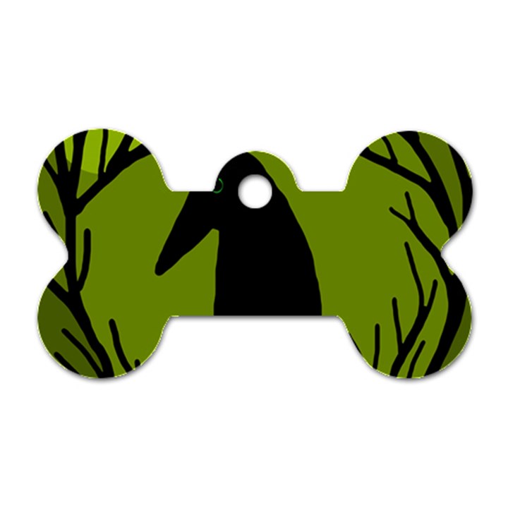 Halloween raven - green Dog Tag Bone (One Side)