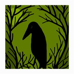 Halloween Raven - Green Medium Glasses Cloth (2-side) by Valentinaart