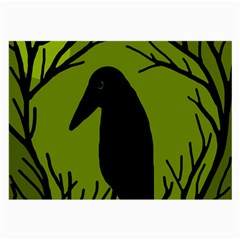 Halloween Raven - Green Large Glasses Cloth (2-side) by Valentinaart