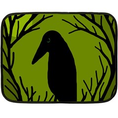 Halloween Raven - Green Fleece Blanket (mini) by Valentinaart