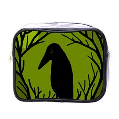 Halloween Raven - Green Mini Toiletries Bags by Valentinaart