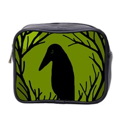 Halloween Raven - Green Mini Toiletries Bag 2-side by Valentinaart