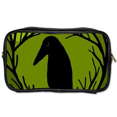 Halloween Raven - Green Toiletries Bags by Valentinaart