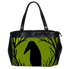 Halloween Raven - Green Office Handbags (2 Sides) 