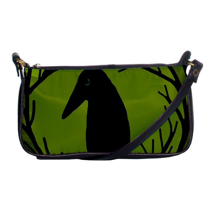 Halloween raven - green Shoulder Clutch Bags