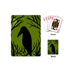 Halloween Raven - Green Playing Cards (mini) 