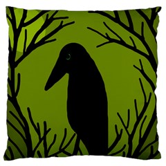 Halloween Raven - Green Large Cushion Case (two Sides)