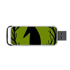 Halloween Raven - Green Portable Usb Flash (one Side)