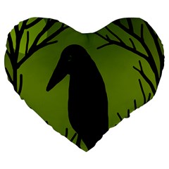 Halloween Raven - Green Large 19  Premium Heart Shape Cushions