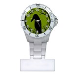 Halloween raven - green Plastic Nurses Watch Front