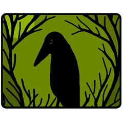 Halloween Raven - Green Double Sided Fleece Blanket (medium) 