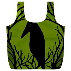 Halloween Raven - Green Full Print Recycle Bags (l)  by Valentinaart