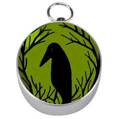 Halloween Raven - Green Silver Compasses by Valentinaart