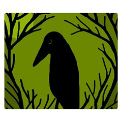 Halloween Raven - Green Double Sided Flano Blanket (small)  by Valentinaart