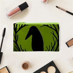 Halloween Raven - Green Cosmetic Bag (xs) by Valentinaart