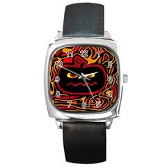 Halloween Decorative Pumpkin Square Metal Watch