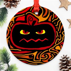 Halloween Decorative Pumpkin Round Ornament (two Sides) 