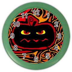 Halloween Decorative Pumpkin Color Wall Clocks by Valentinaart