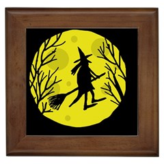 Halloween Witch - Yellow Moon Framed Tiles by Valentinaart