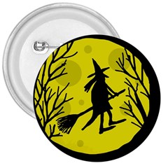 Halloween Witch - Yellow Moon 3  Buttons