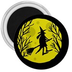 Halloween witch - yellow moon 3  Magnets Front