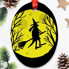 Halloween Witch - Yellow Moon Ornament (oval) 