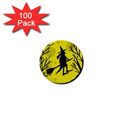 Halloween Witch - Yellow Moon 1  Mini Buttons (100 Pack) 