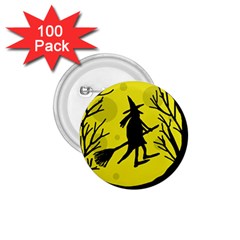 Halloween Witch - Yellow Moon 1 75  Buttons (100 Pack) 