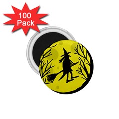 Halloween Witch - Yellow Moon 1 75  Magnets (100 Pack)  by Valentinaart