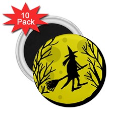 Halloween Witch - Yellow Moon 2 25  Magnets (10 Pack) 