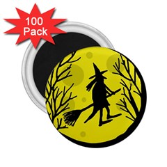 Halloween Witch - Yellow Moon 2 25  Magnets (100 Pack)  by Valentinaart