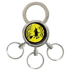 Halloween Witch - Yellow Moon 3-ring Key Chains by Valentinaart