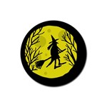 Halloween witch - yellow moon Rubber Round Coaster (4 pack)  Front