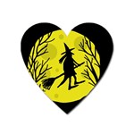 Halloween witch - yellow moon Heart Magnet Front