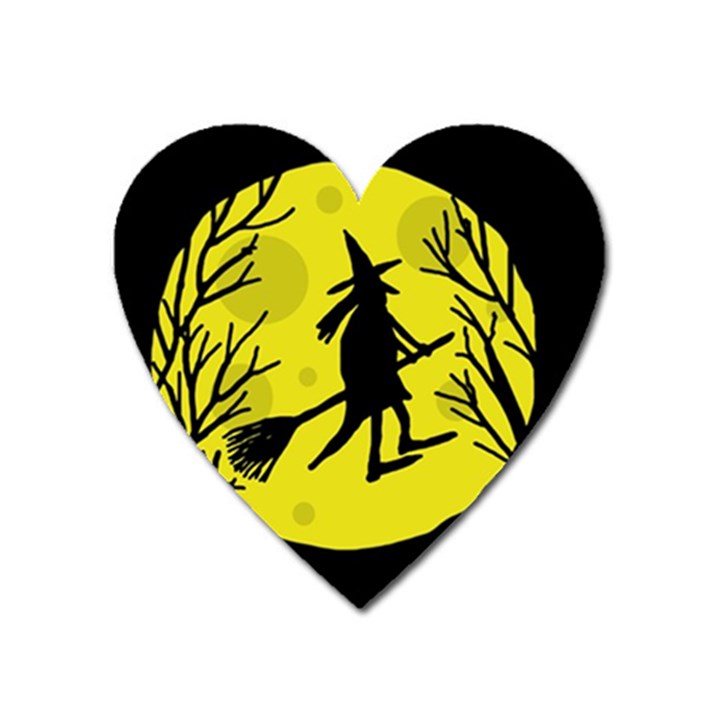 Halloween witch - yellow moon Heart Magnet