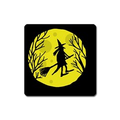 Halloween Witch - Yellow Moon Square Magnet