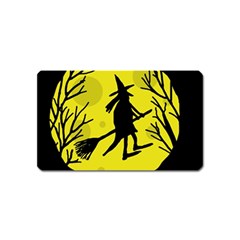 Halloween Witch - Yellow Moon Magnet (name Card) by Valentinaart