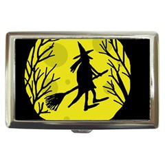 Halloween Witch - Yellow Moon Cigarette Money Cases by Valentinaart