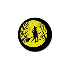 Halloween Witch - Yellow Moon Golf Ball Marker