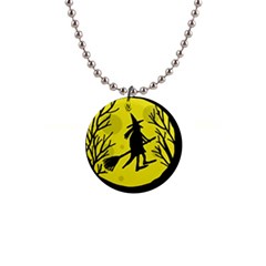 Halloween Witch - Yellow Moon Button Necklaces by Valentinaart