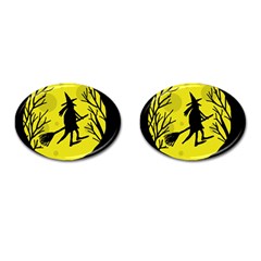 Halloween Witch - Yellow Moon Cufflinks (oval)