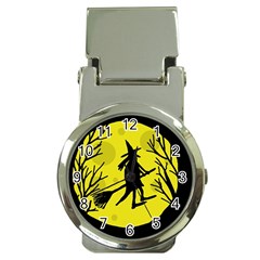 Halloween Witch - Yellow Moon Money Clip Watches