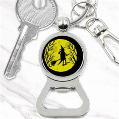 Halloween Witch - Yellow Moon Bottle Opener Key Chains by Valentinaart