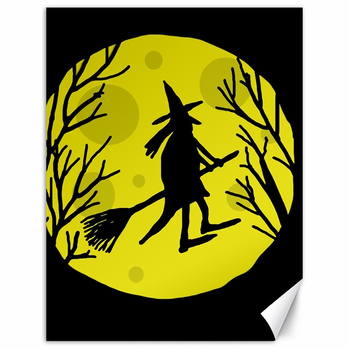 Halloween witch - yellow moon Canvas 12  x 16  