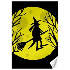 Halloween Witch - Yellow Moon Canvas 12  X 18   by Valentinaart