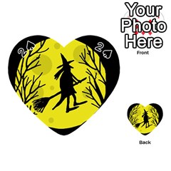 Halloween Witch - Yellow Moon Playing Cards 54 (heart)  by Valentinaart