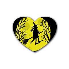 Halloween Witch - Yellow Moon Heart Coaster (4 Pack) 