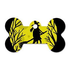 Halloween Witch - Yellow Moon Dog Tag Bone (one Side)