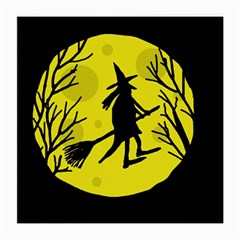 Halloween Witch - Yellow Moon Medium Glasses Cloth (2-side) by Valentinaart