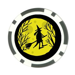 Halloween Witch - Yellow Moon Poker Chip Card Guards